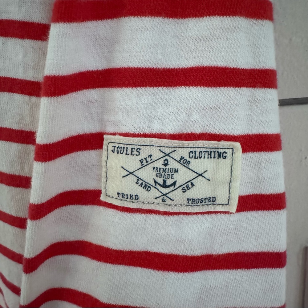 Joules Harbour Light Swing Red & Cream Stripe V Neck Jersey Top Size: 14 - Picture 5 of 10